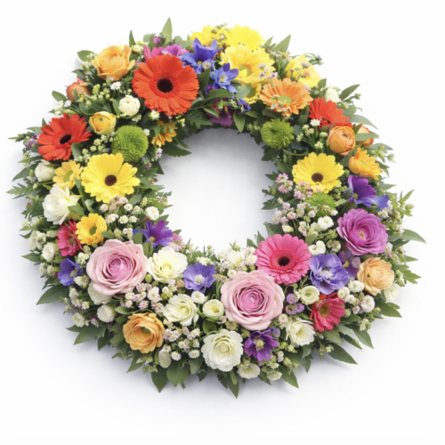Designer’s choice funeral wreath with seasonal flowers Malta