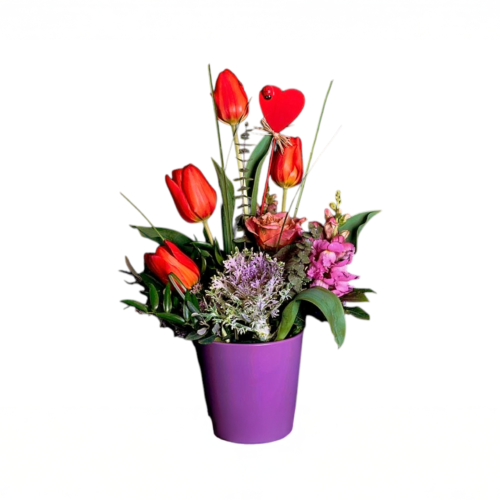 flower arrangement Malta tulips ceramic pot