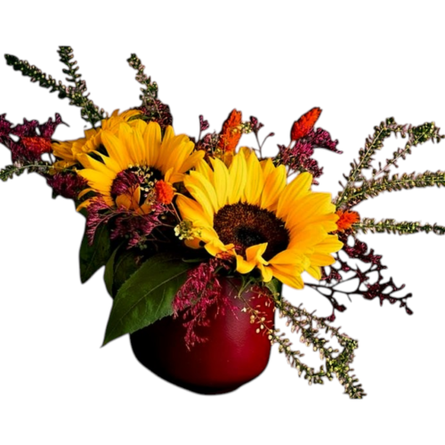 sunflower arrangement Malta modern ceramic pot bright flowers